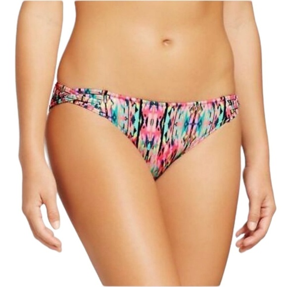 𝅺NWT Shade & Shore Coral Ikat Metallic Strappy Cheeky Bikini Bottoms Size Small - Picture 1 of 7